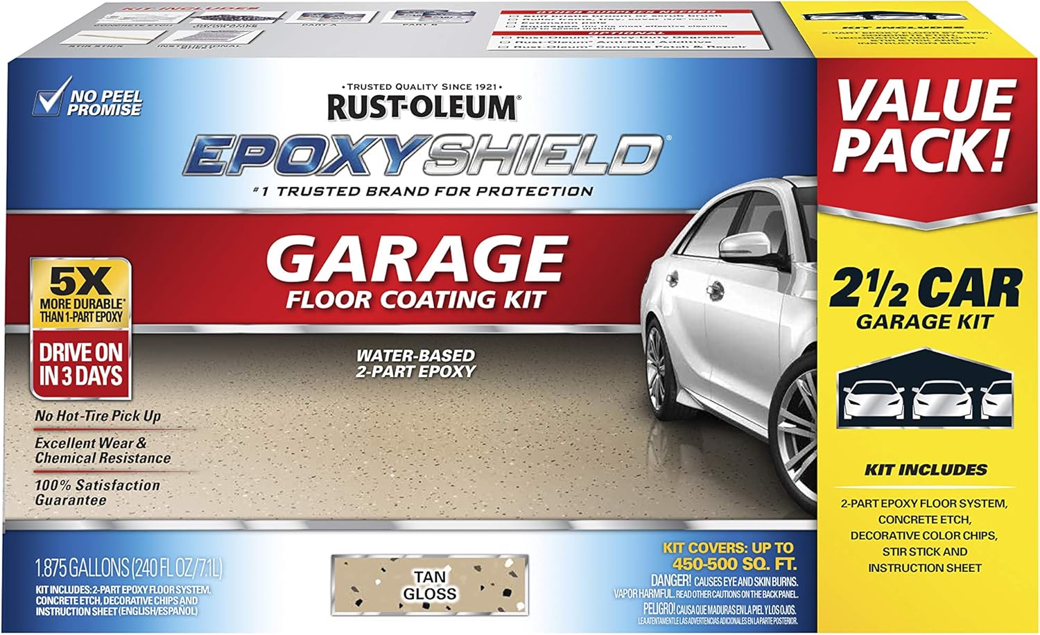 Rust-Oleum 251965 EPOXYSHIELD Garage Floor Coating, 1 Car Kit, Gray