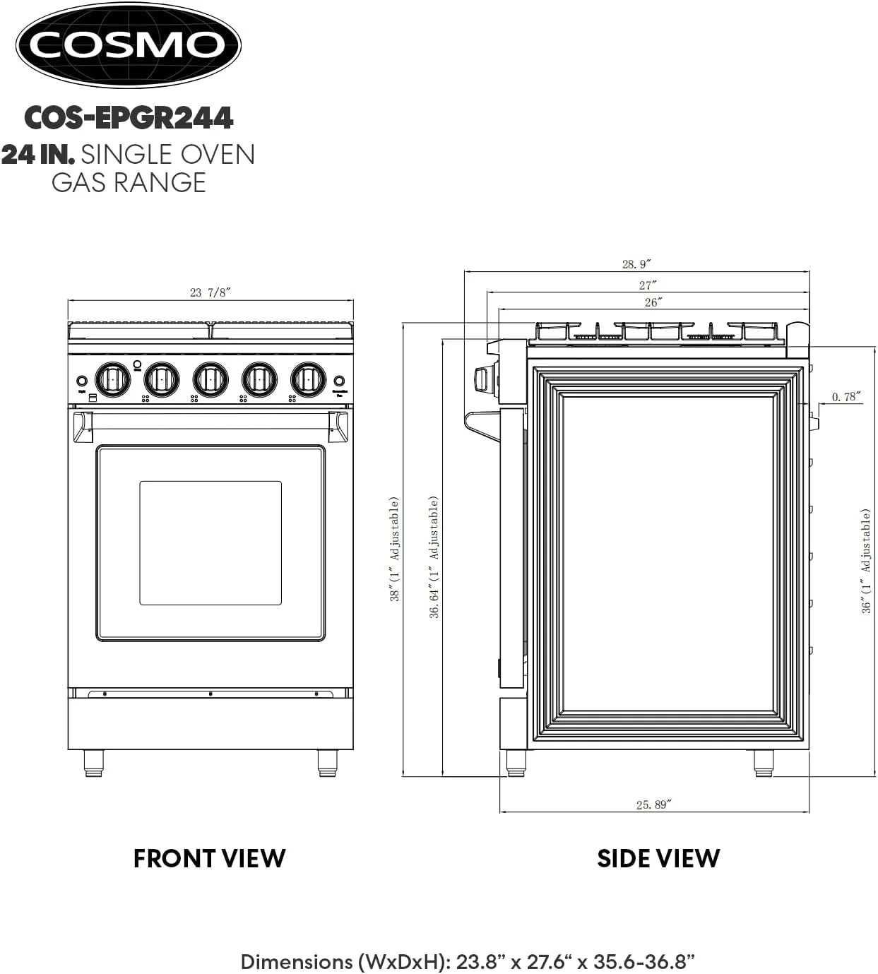 24 in. Freestanding Gas Range with 3.73 cu. ft. Capacity Oven in Stainless Steel