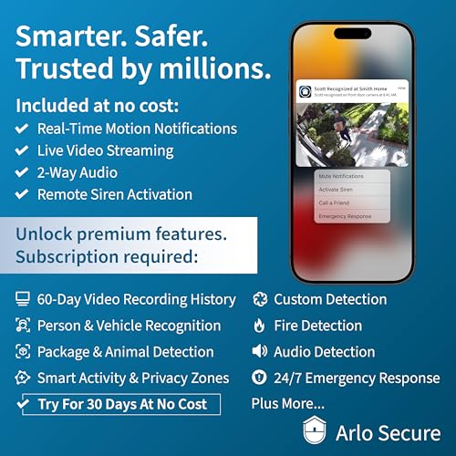 Arlo Pro 5S Spotlight Security Camera 2K HDR | Outdoor | Wireless | Dual-Band Wi-Fi Connects to Strongest Network |12X Zoom, 2-Way Audio, Siren