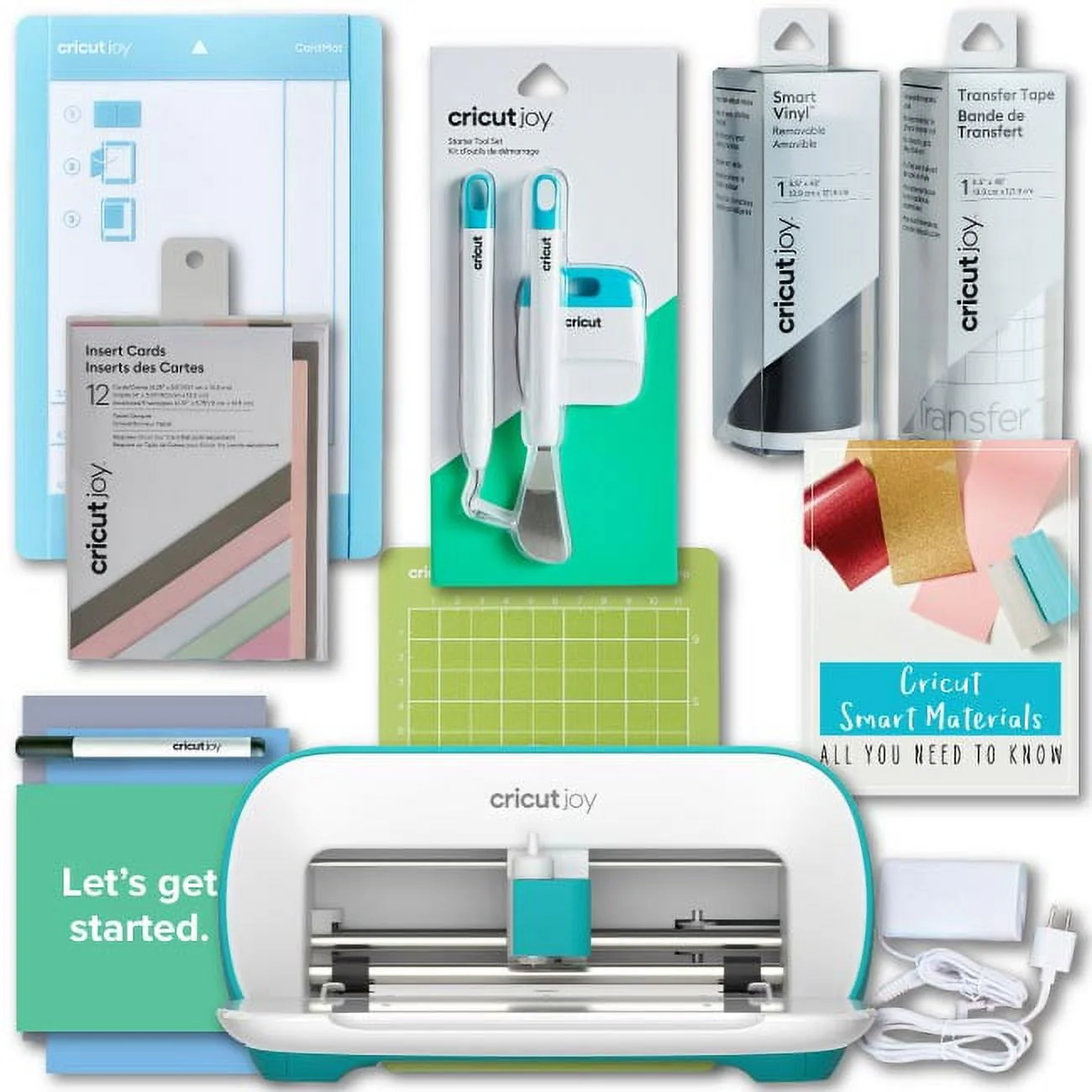 Cricut Joy Smart Machine with DIY Vinyl Decal Sampler & Essential Tools Starter Bundle