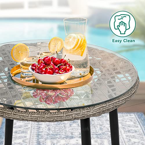 YITAHOME 3-Piece Outdoor Patio Furniture Wicker Bistro Set, All-Weather Rattan Conversation Chairs for Backyard, Balcony and Deck with Soft Cushions