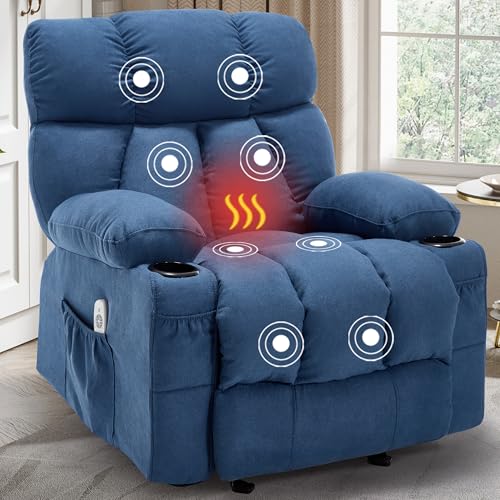 Recliner Chair with Massage and Heat, Rocker Recliner Chairs for Adults, Overstuffed Nursery Rocking Chairs for Living Room
