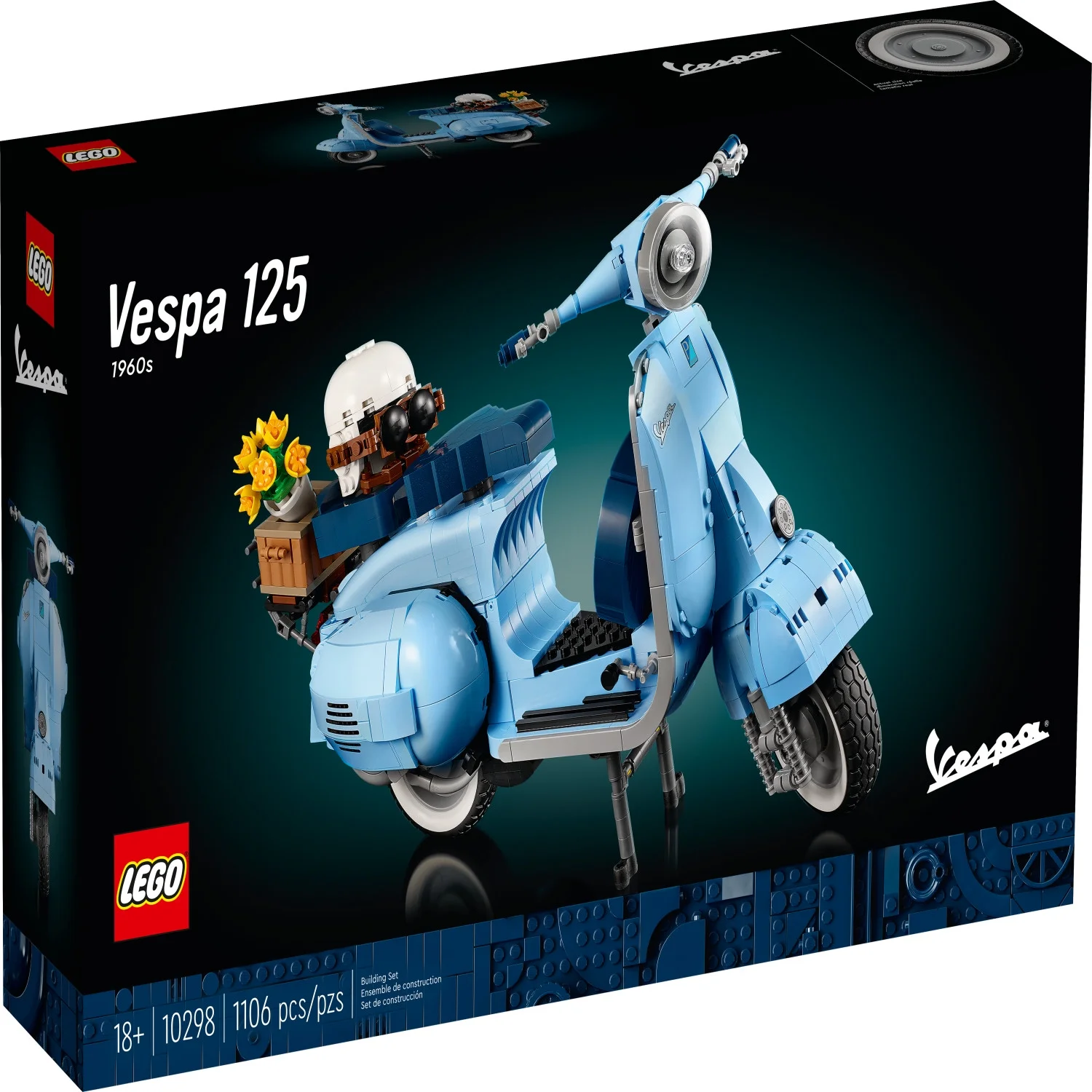 LEGO Icons Vespa 125 Scooter Model Building Kit, Vintage Italian Iconic Model Moped, Build and Display Set for Adults