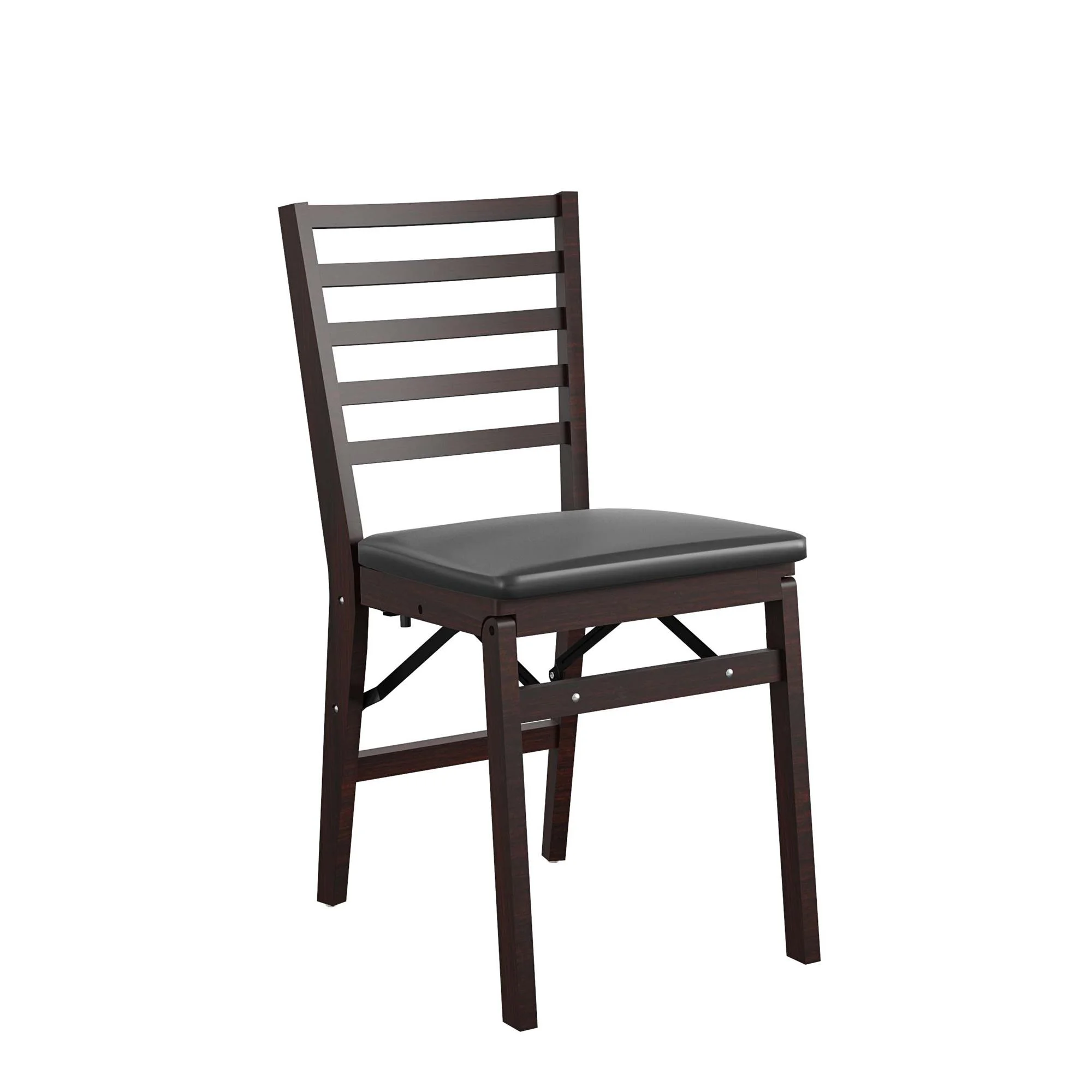 COSCO Contoured Back Wood Folding Chair with Vinyl Padded Seat, Dark Mahogany, 2-Pack