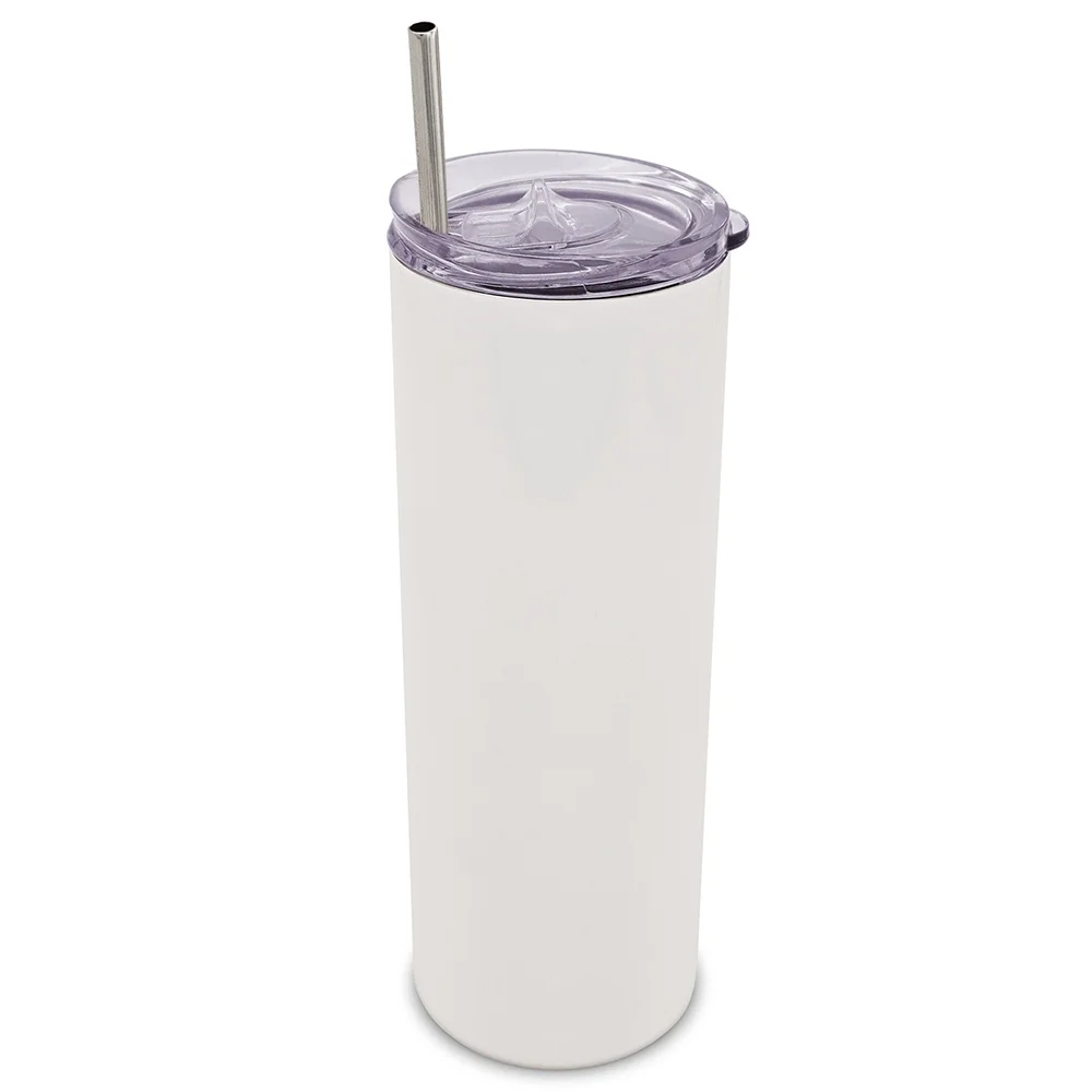VING 25pcs Bulk 20oz White Sublimation Blank Straight Tumbler Double 304 Stainless Steel Travel Cup Water Bottle