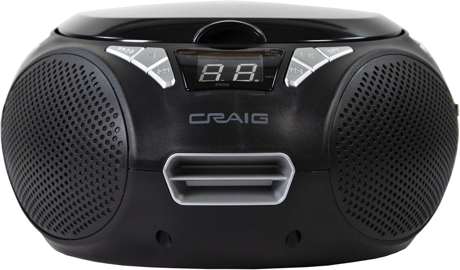 Craig CD6925 Portable Top-Loading Stereo CD Boombox with AM/FM Stereo Radio in Black | LED Display | Programmable CD Player | CD-R/CD-W Compatible |