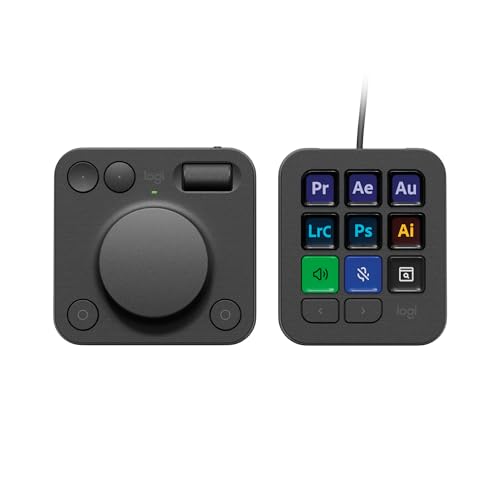 Logitech MX Creative Console, 9 Customizable LCD Keys, Stream Deck Accessories, Control Dial for Graphic Design, Adobe, Zoom, Spotify - Graphite