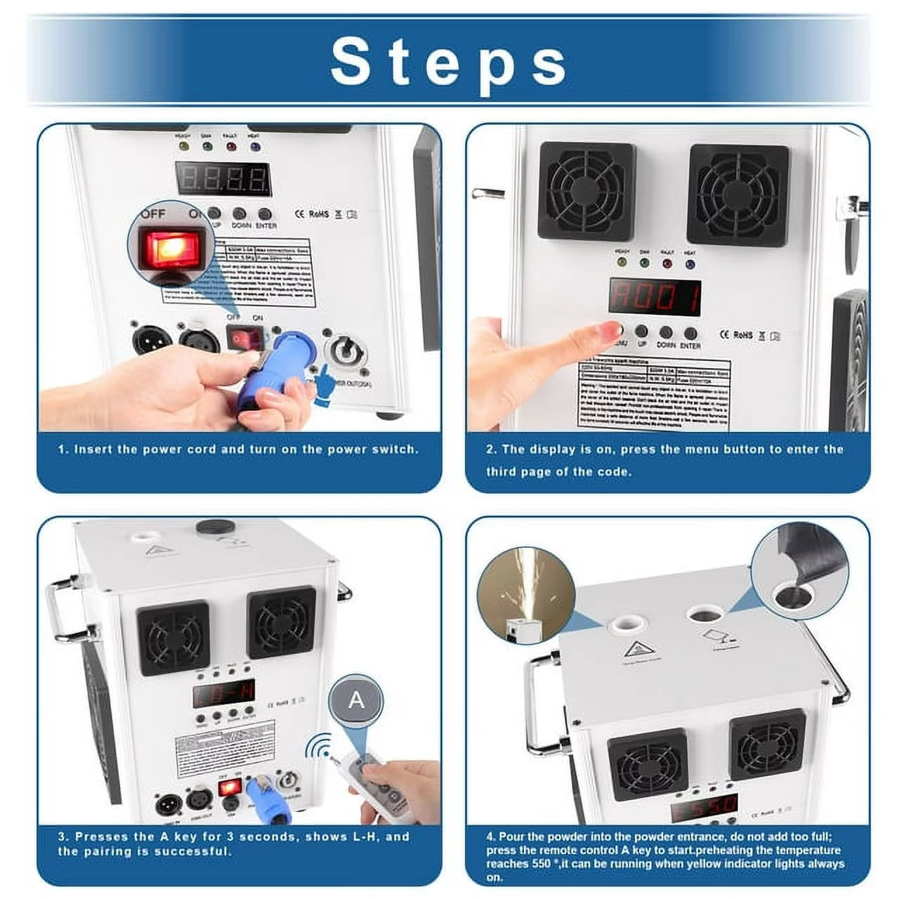 Cold Spark Machine 3-16FT Adjustable Stage Special Effect Machine with Wireless Remote Control DMX Low Noise Stage Equipment for Wedding DJ Disco