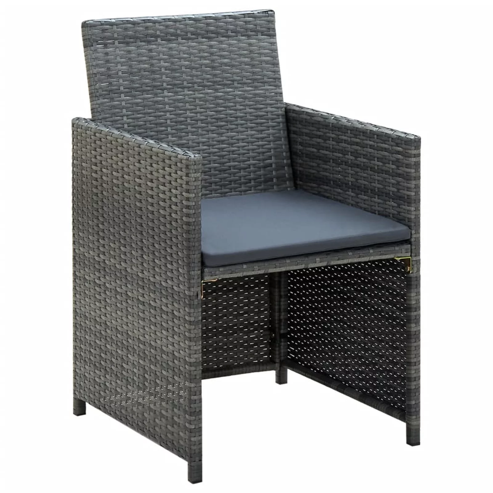 4 Piece Patio with Cushions Set Poly Rattan Gray