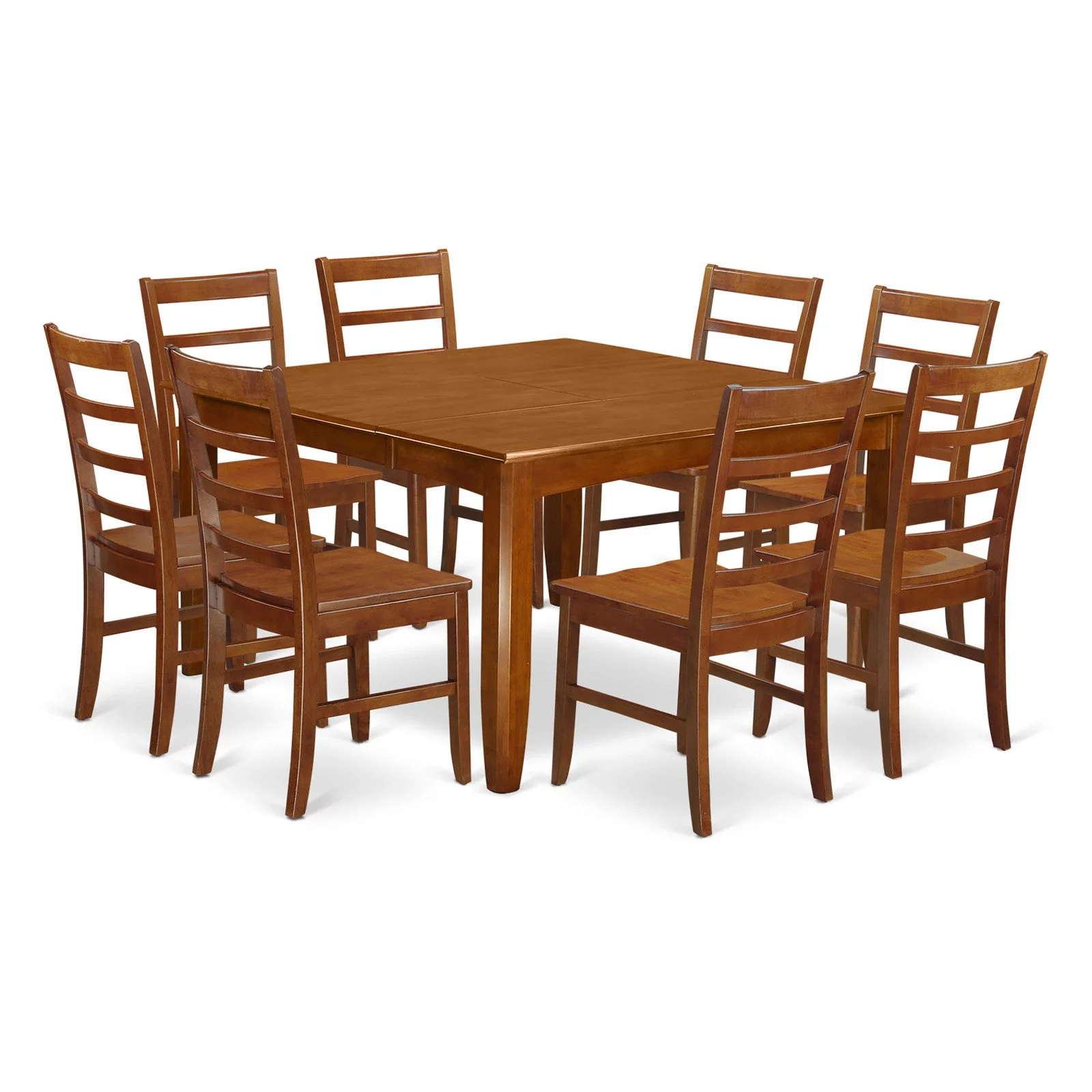 Dining Room Set-Square Dining Table With Leaf And 8 Dining Chairs-Finish:Cappuccino,Number of Items:9,Shape:Square,Style:Wood Seat