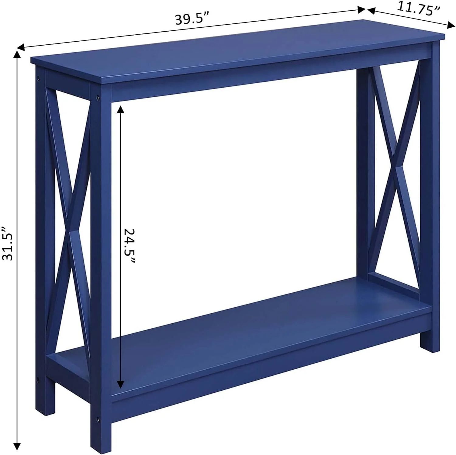 Console Table With Shelf, Cobalt Blue