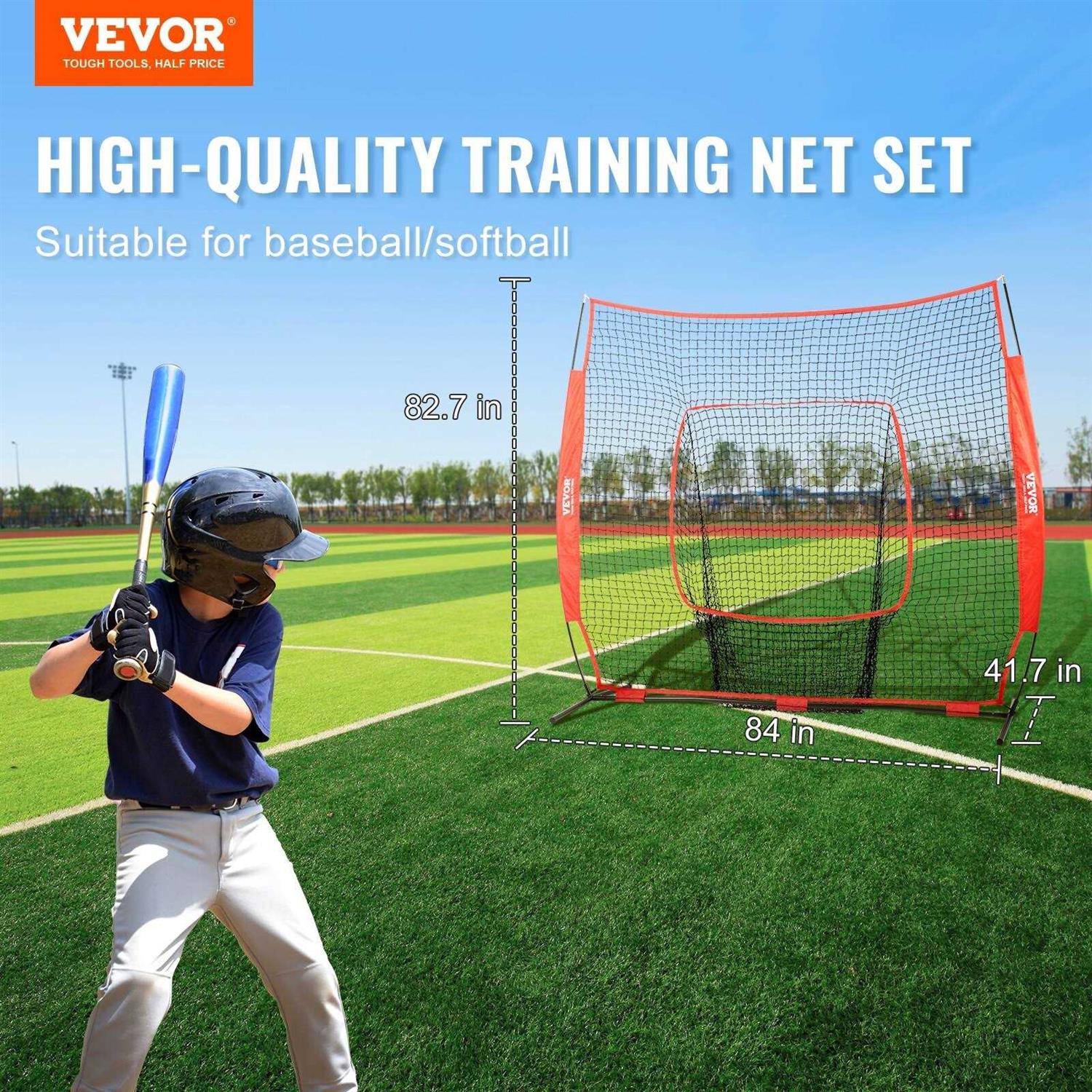VEVOR 7 x 7 ft. Baseball Portable Softball Practice Net for Hitting Catching Pitching - Sports Supplies Online Store