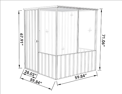Absco Poultry Paradise: Large Chicken Coop & Chicken Run, 5'x5' Pale Eucalypt Green with Mesh Panels, Side Access Door, Aviary
