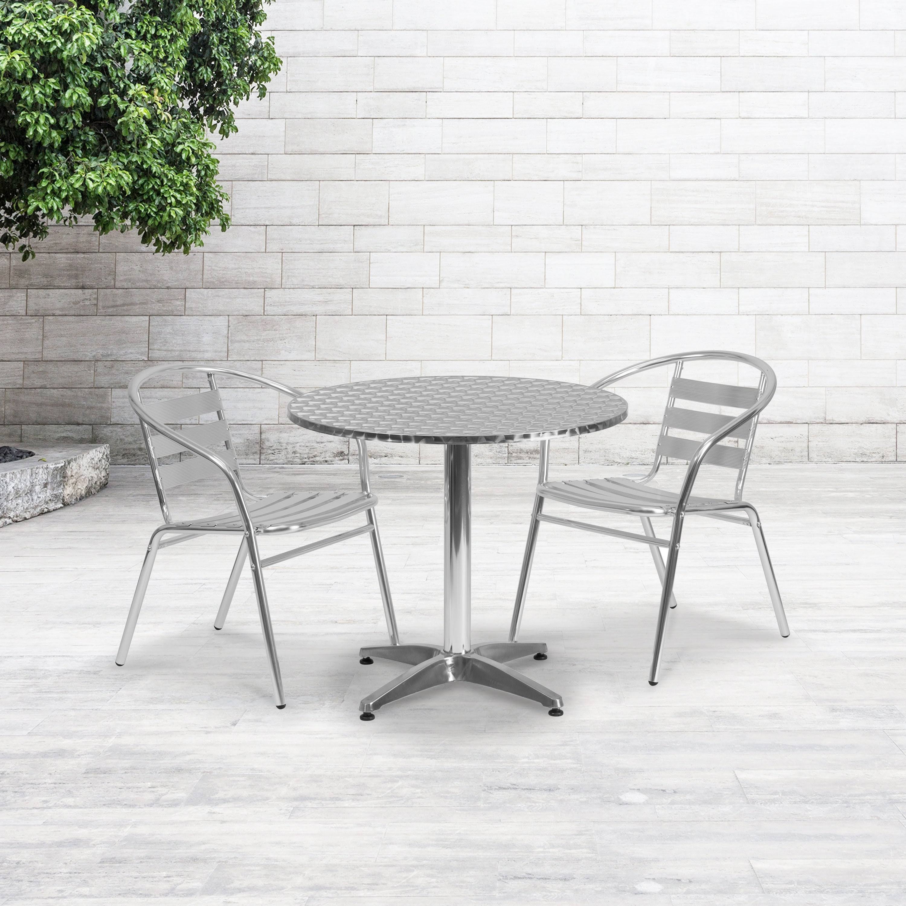 Lancaster Home 31.5-inch Round Aluminum Indoor/ Outdoor Table with Base
