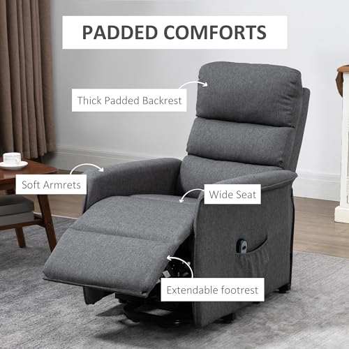 HOMCOM Power Lift Recliner Chair for Elderly, Easy Assembly, Fabric Lift Chair for Adults, Recliner Sofa with Remote Control