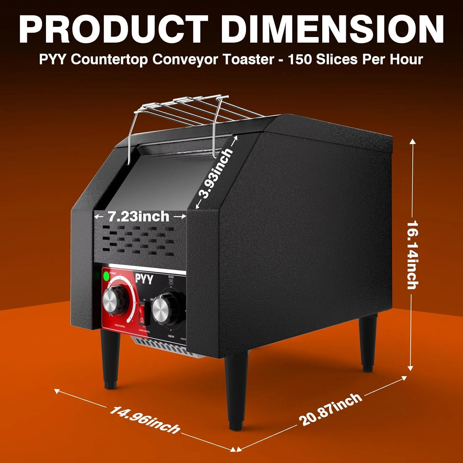 Commercial Conveyor Toaster Electric Stainless Conveyor Toaster for Restaurant Bun Bagel Bread Heavy Duty Conveyor Toaster(150 Slices/h Black)