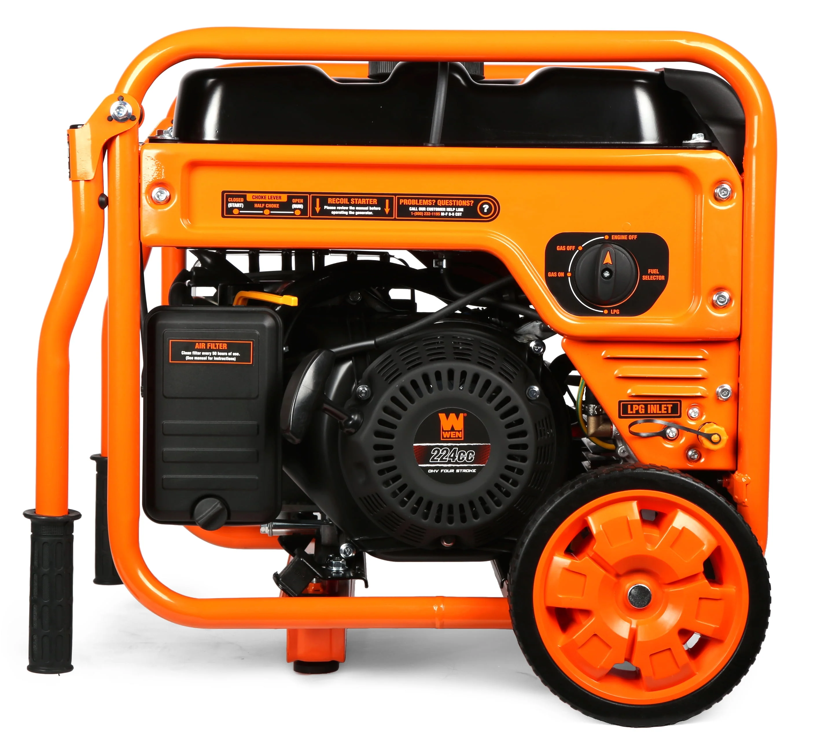 WEN 4500-Watt RV and Transfer-Switch-Ready Dual Fuel Open Frame Inverter Generator with Electric Start and CO Watchdog