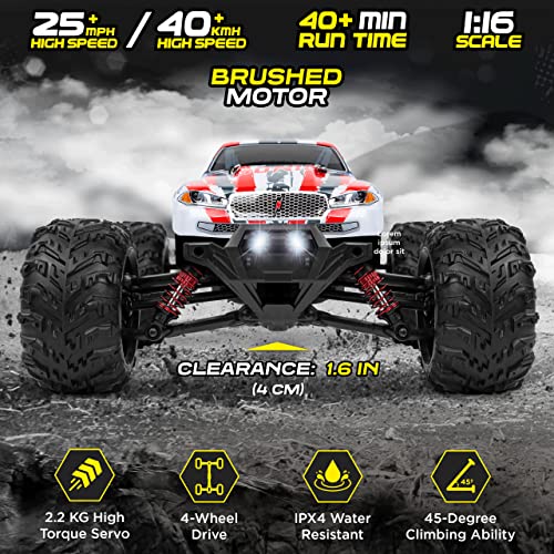 LAEGENDARY Remote Control Car, Hobby Grade RC Car 1:10 Scale Brushed Motor with Two Batteries, 4x4 Off-Road RC Truck, Fast RC Cars for Adults