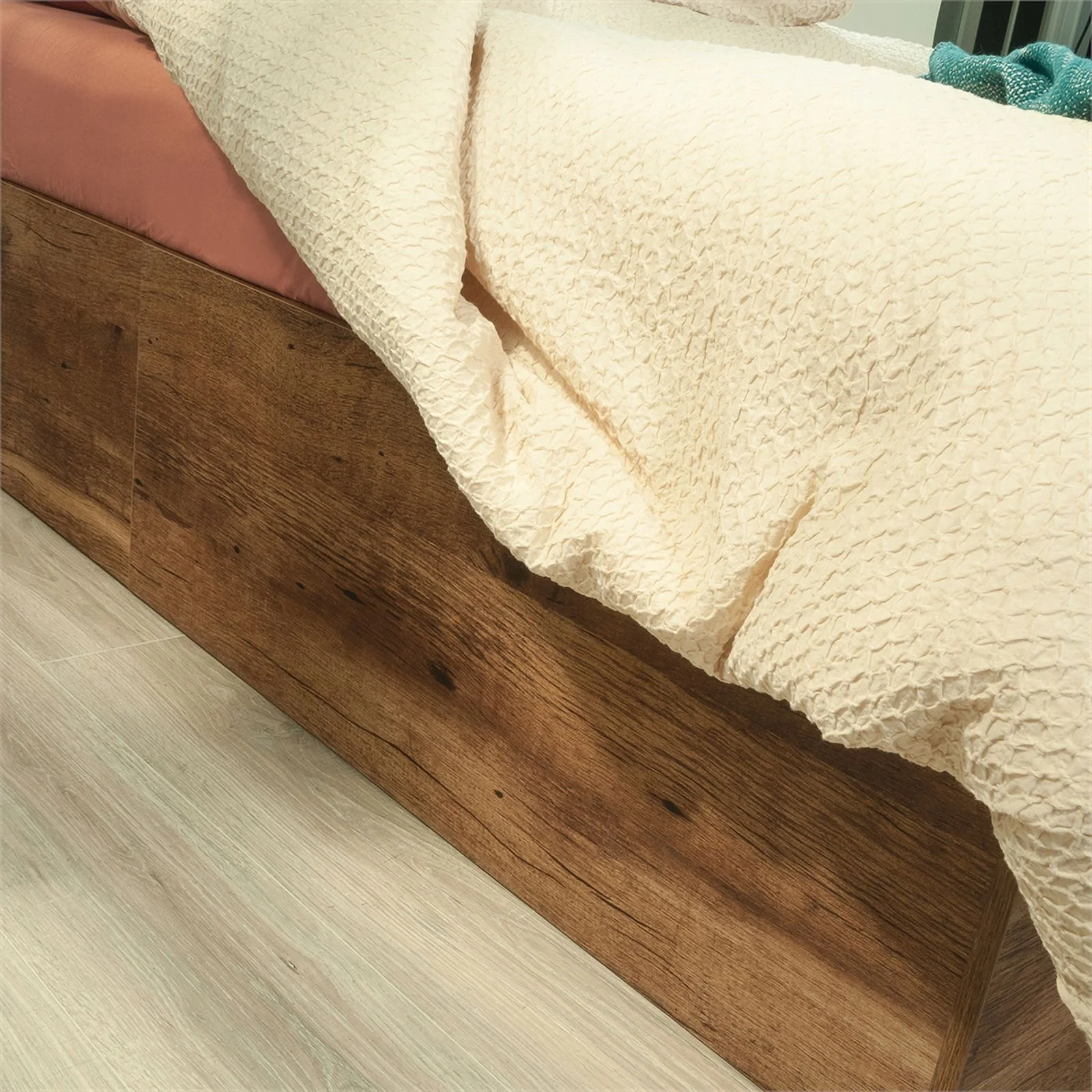 Pemberly Row Engineered Wood Mates Bed in Vintage Oak Finish