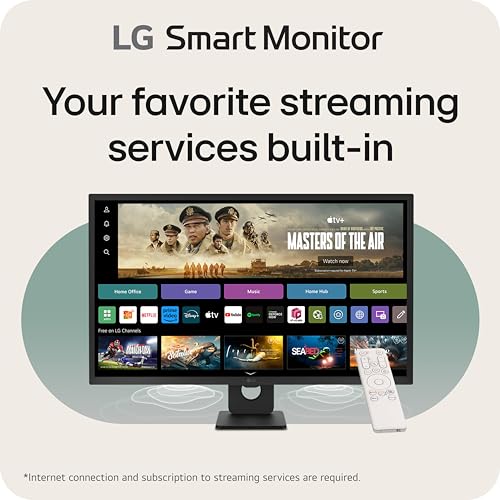 LG 27SR50F-W Smart Monitor 27-Inch FHD (1920x1080) IPS Display, webOS 23, HDR 10, x2 Built-in Speakers, AirPlay 2, Screen Share, Bluetooth, ThinQ App