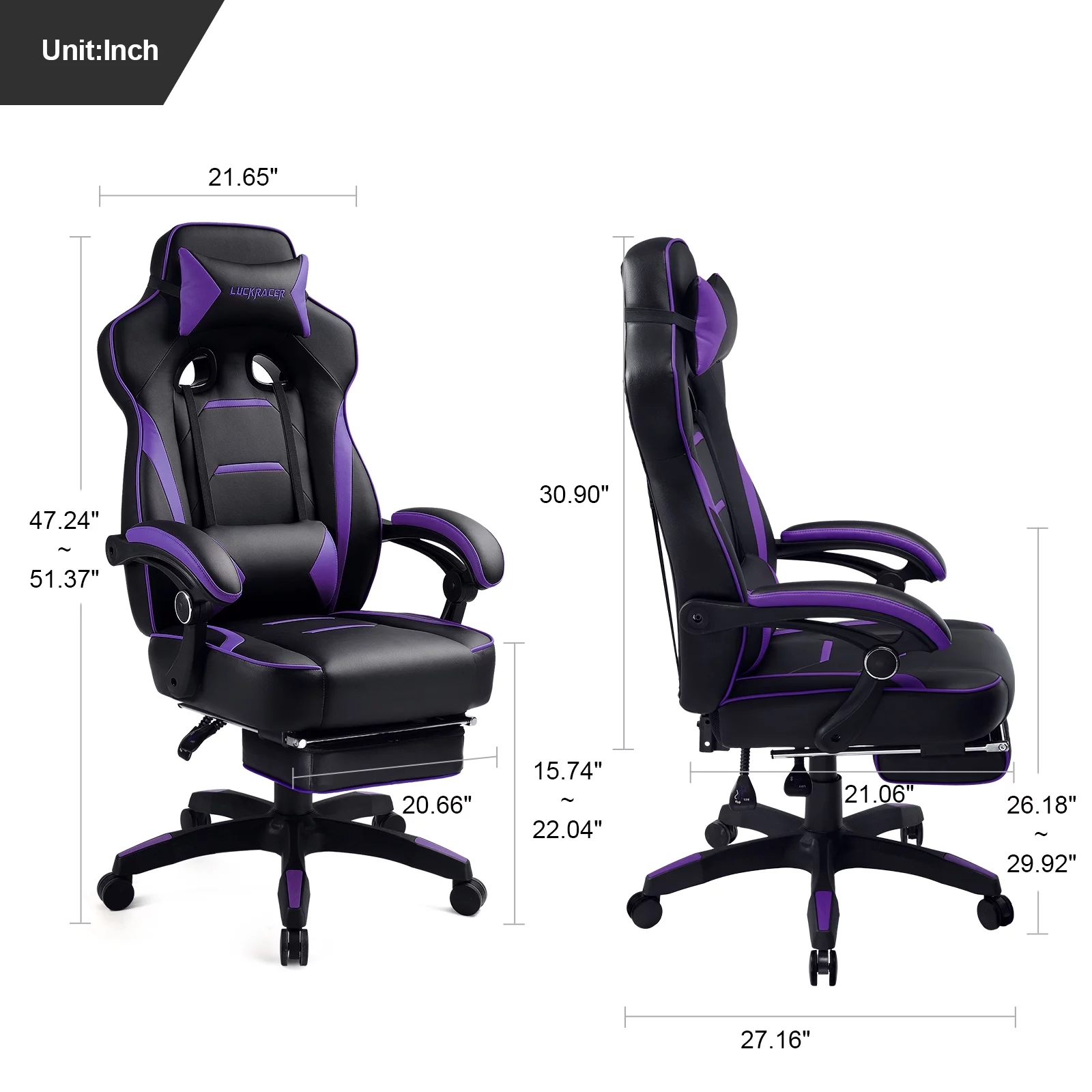 GTRACING Adjustable & Ergonomic Swivel Gaming Chair, Purple