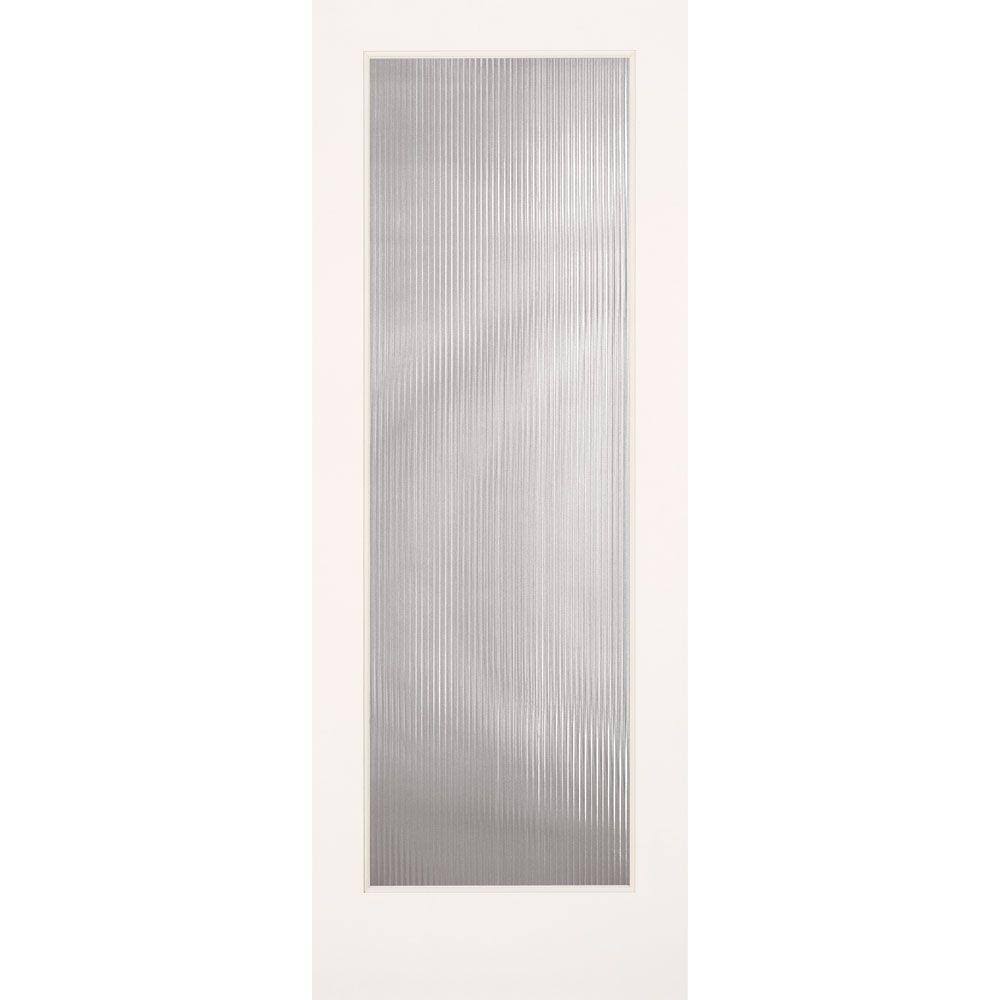 Feather River Doors 24 in. x 80 in. Reed Smooth 1 Lite Primed MDF Interior Door Slab, Primed MDF- Ready to Paint