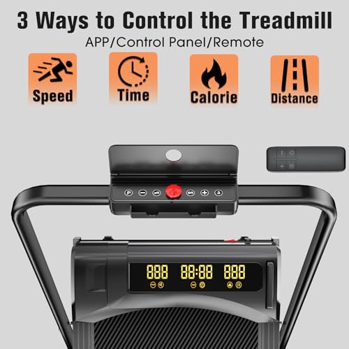 7.8MPH Incline Treadmill for Home, Walking Pad with Handle Bar, Under Desk Compact Treadmill with 350 Lbs Capacity, LED Display & APP, Remote Control