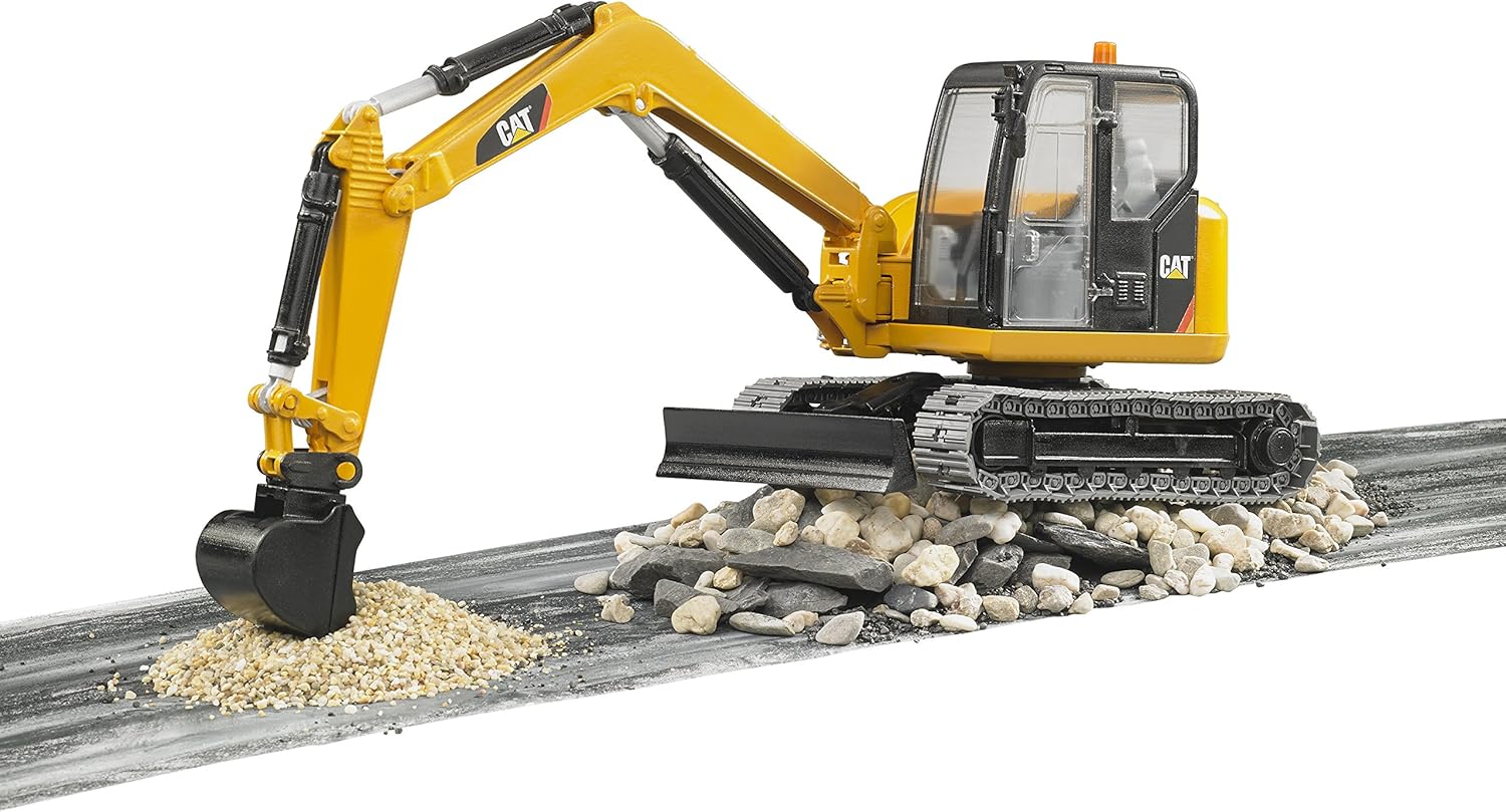 Bruder Toys - Construction Realistic CAT Mini Excavator Vehicle with Rotatable Cab and Removeable Shovel - Ages 3+