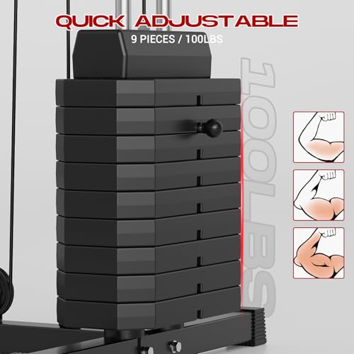Home Gym, Multifunctional Weight Machine, Full Body Workout Station Exercise Equipment with 100LBS Weight Stack