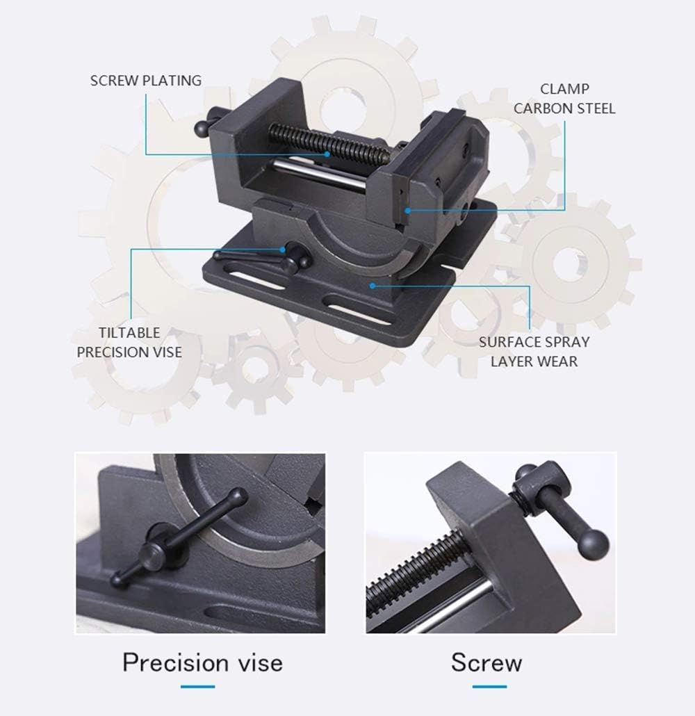 4.25 Inch Drill Press Tilting Angle Vise 0-90 Degree Swivel Industrial Strength Benchtop Vises Drill Press Vise Heavy Cast Iron Cradle Style Drill