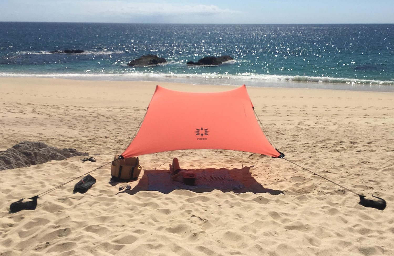 Neso Tents Beach Tent with Sand Anchor, Portable Canopy Sunshade - 7' x 7' - Patented Reinforced Corners