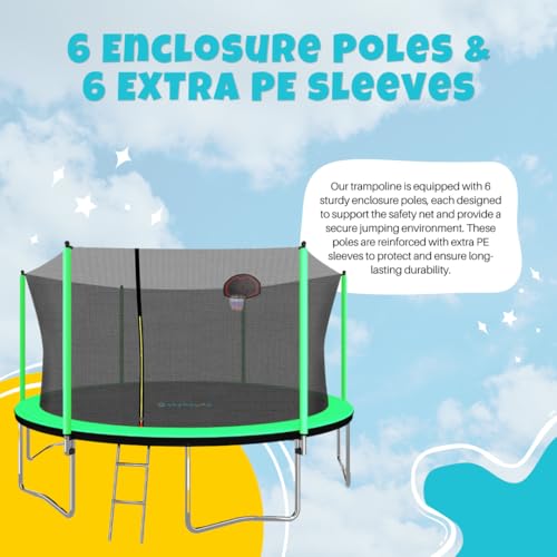 SkyBound Trampoline with Safety Enclosure Net - 10ft 12ft 14ft 15ft 16ft Large Outdoor Backyard ASTM Approved Trampolines for Kids & Adults