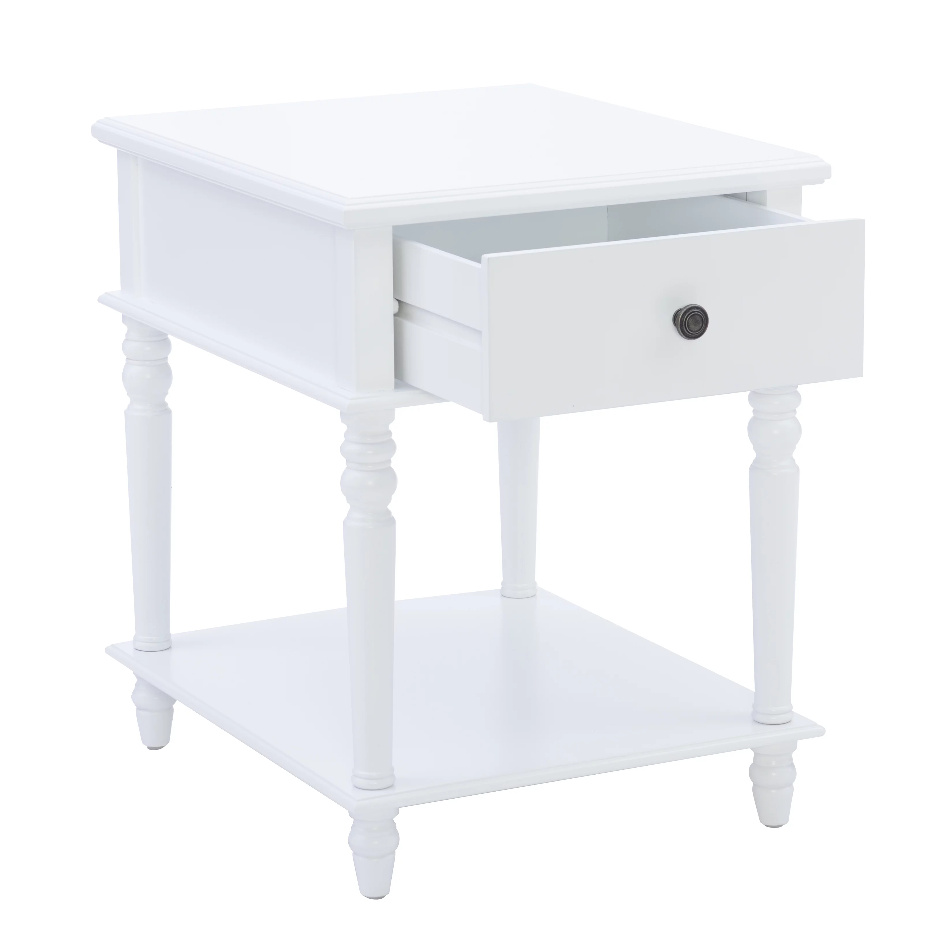 Powell Victoria Single Drawer Indoor Accent Side Table, 26" Tall, White