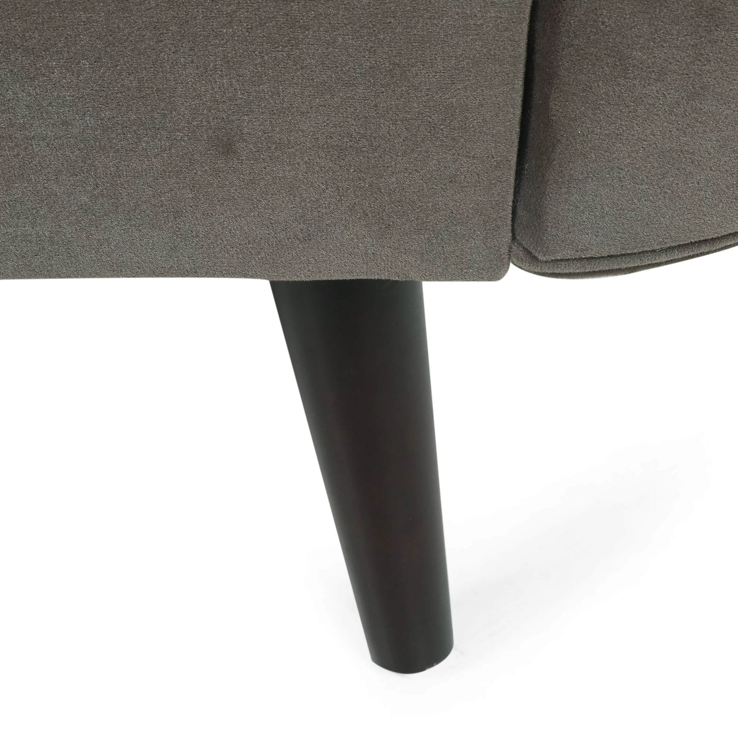 Jakyrah Contemporary Velvet Chaise Lounge with Scroll Arms, Taupe and Dark Brown