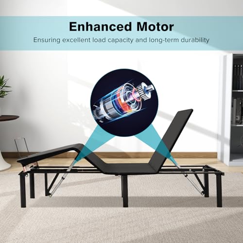 Twin Adjustable Bed Frame, Wireless Remote Control, Whisper Quiet Durable Motor, Independent Head and Foot Incline, Fabric Covered, Zero Gravity