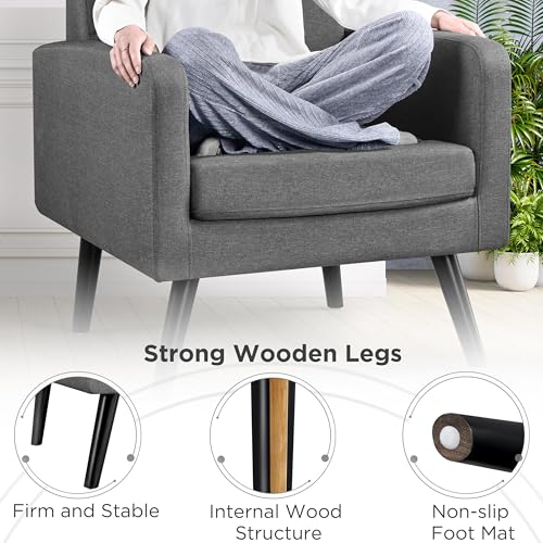 Yaheetech Mid-Century Accent Chairs, PU Leather Modern Upholstered Living Room Chair