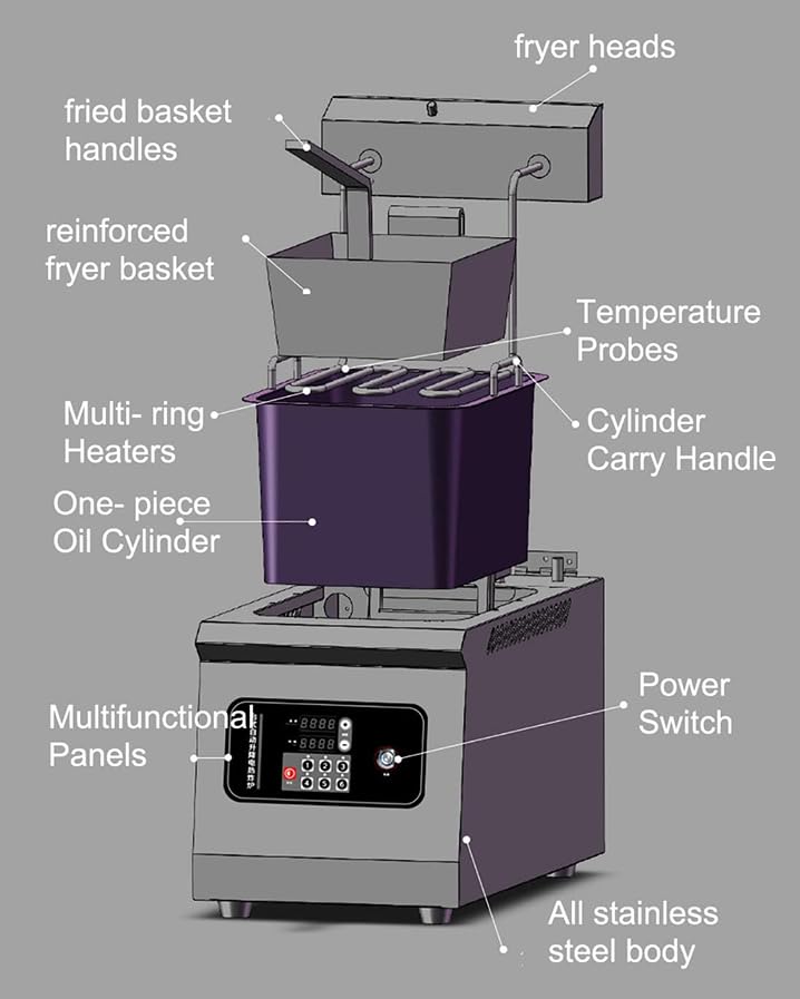 KK-GAL Automatic lifting deep fryer, Electric Commercial Counter-top Deep Fryer tank, French Fries Frying Machine, Professional Timable deep fryer
