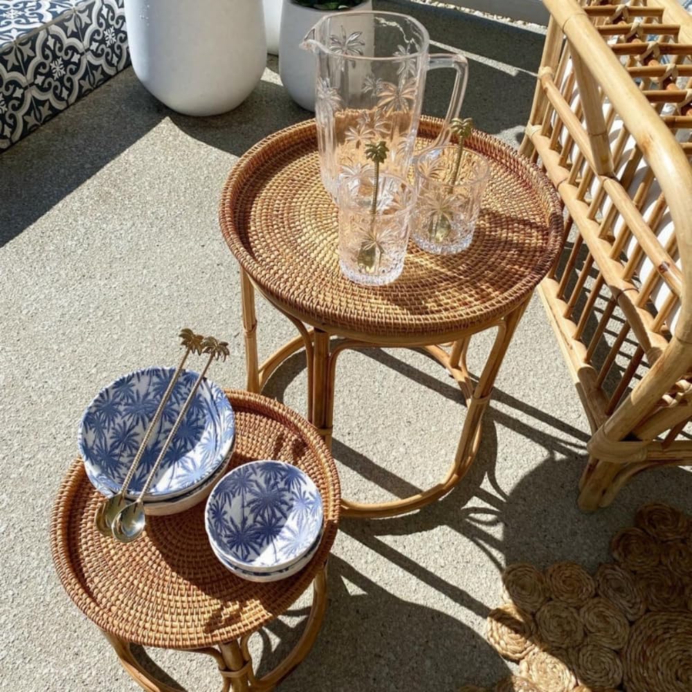 Rattan Side Table Table Set, Bedside Table Set, Minimalist Living Room Tables, Small Light Tables, End Table, Round Modern Coffee Table