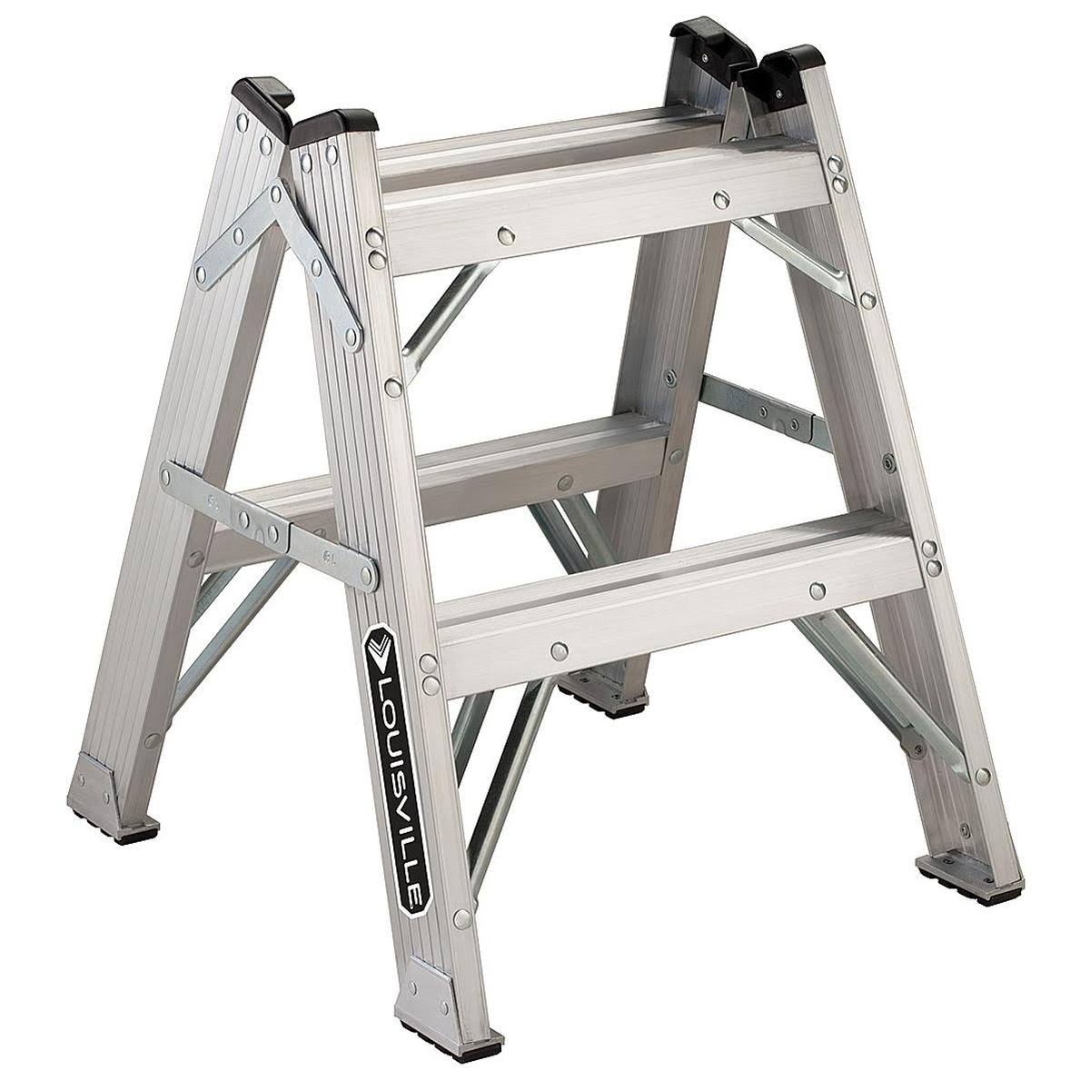 Louisville Ladder L-2433-02 Aluminum Twin Front Step Stool, 375-pound Load Capacity