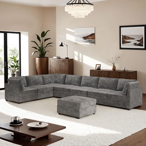 ovios 130.7" Modular Sectional Sofa Couch, U-Shaped Cloud Couches with 2 Ottomans Chaise
