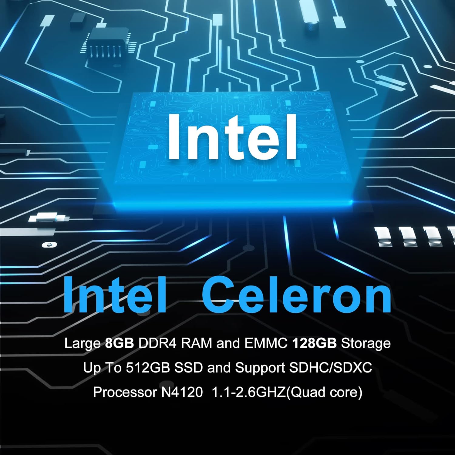15.6 inch Laptop, up to 2.6GHz Quad core N4120 Processor, 8GB RAM,128GB ROM, 1920 x 1080 Full HD Display, 2MP Webcam