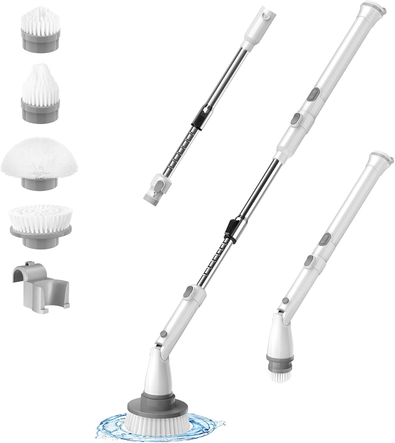 kHelfer Electric Spin Scrubber, Cordless Grout Shower Power Bathroom Scrubber with 4 Replaceable Brush Heads and Extension Handle