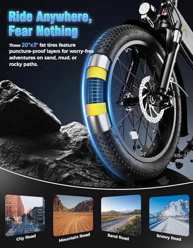 Jasion EB7 2.0/ST Electric Bike for Adults, 1200W Peak Motor 28MPH Max Speed Folding Ebike, 48V 10AH Removable Battery