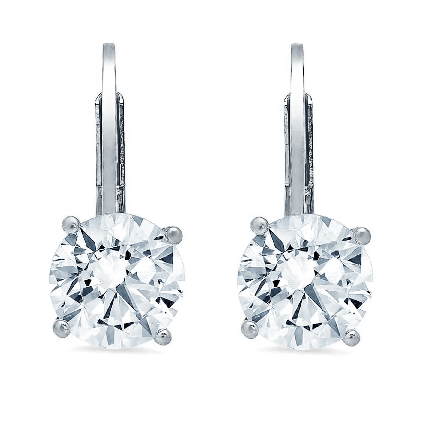3 ct round cut drop dangle blue simulated diamond 18k white gold earrings lever back