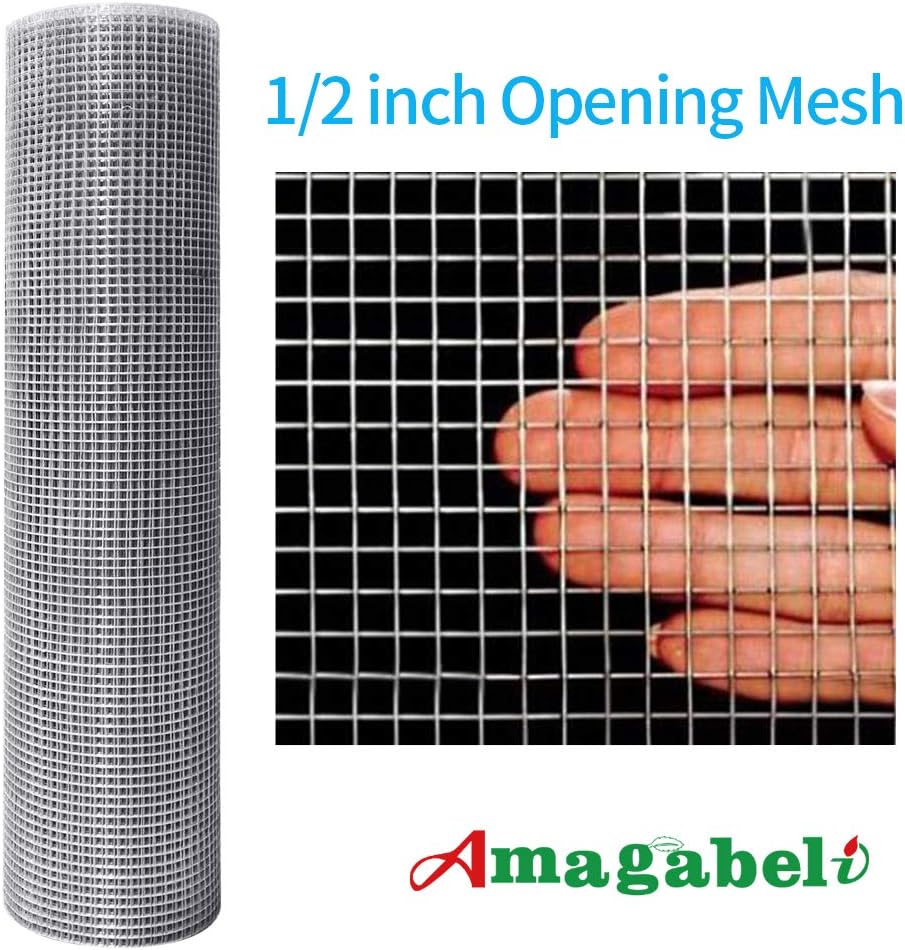 AMAGABELI GARDEN & HOME Hardware Cloth 40in X 65ft 1/2in Galvanized Before Welding Square Mesh Wire Mesh Fencing Wire Diameter 0.8mm Wire Chicken