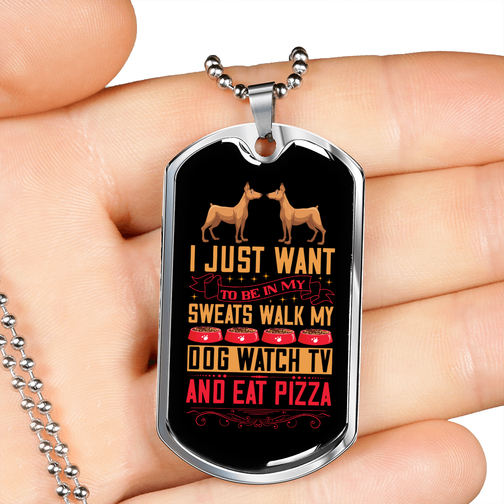 Walk My Dog Necklace Stainless Steel or 18k Gold Dog Tag 24" Chain