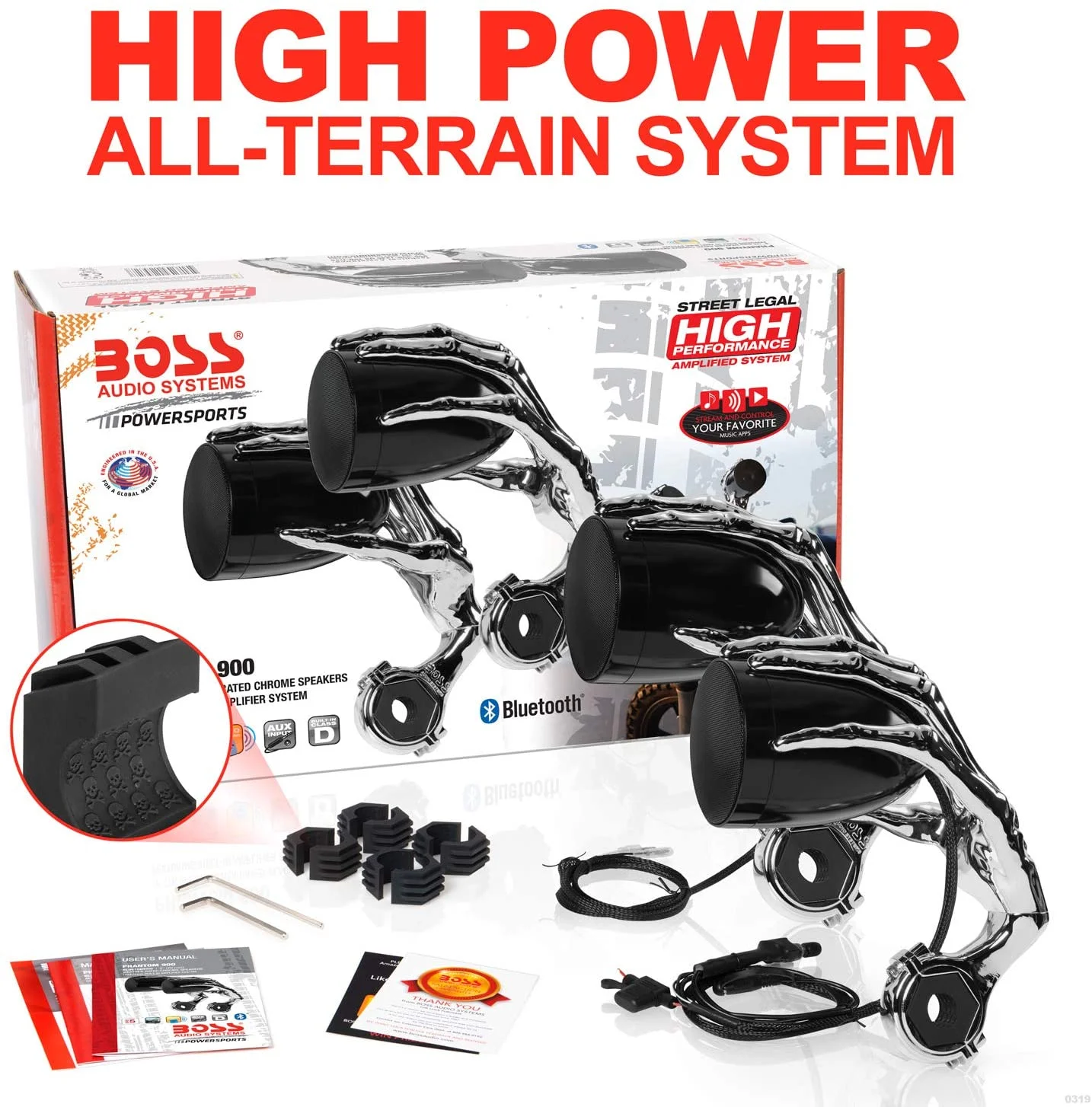 Boss Audio PHANTOM 900 All-weather powered speaker system with built-in Bluetooth (Chrome)