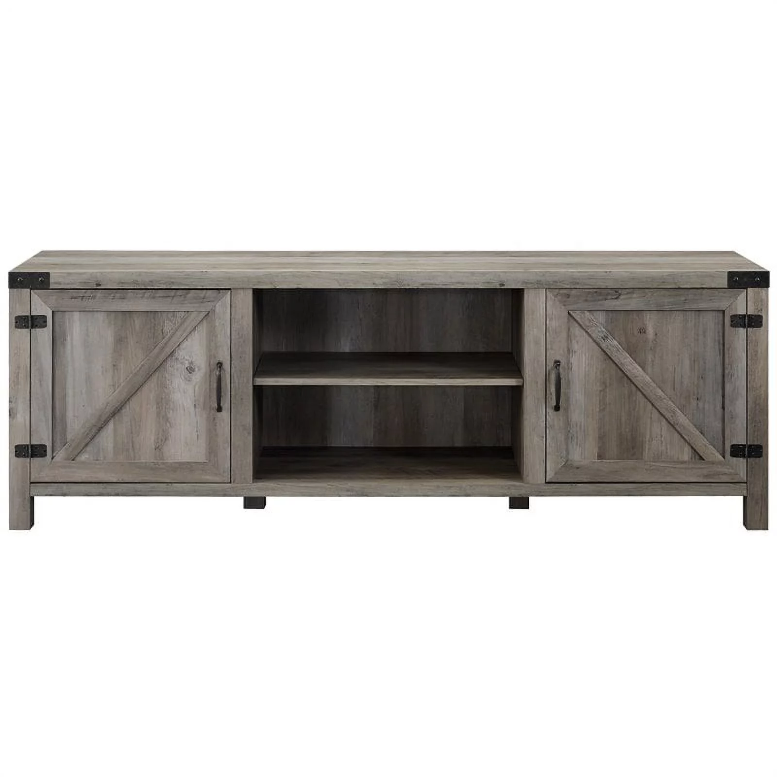 Home Square 4 Piece Set with TV Stand, Coffee Table and 2 End Tables in Gray