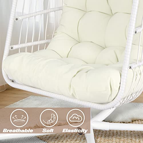 Chihee Egg Chair Foldable Wicker Rattan Hanging Chair Swing Chair Indoor Outdoor Patio Wicker Chair Hammock Chair with Stainless Steel Hanging Kit