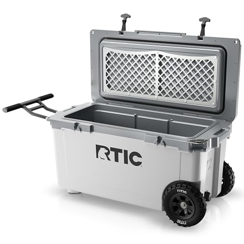 RTIC 72 Quart Ultra-Light Wheeled Cooler Hard Insulated Portable Ice Chest Box for Beach, Drink, Beverage, Camping, Picnic, Fishing, Boat, Barbecue